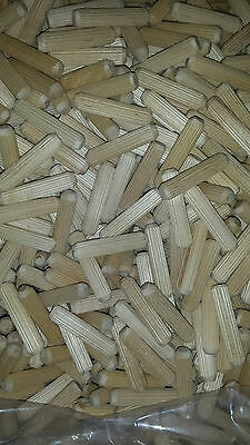 7/16" x 2" grooved fluted wooden dowel pin 50, 100, 250, 500, 1000, wood pieces
