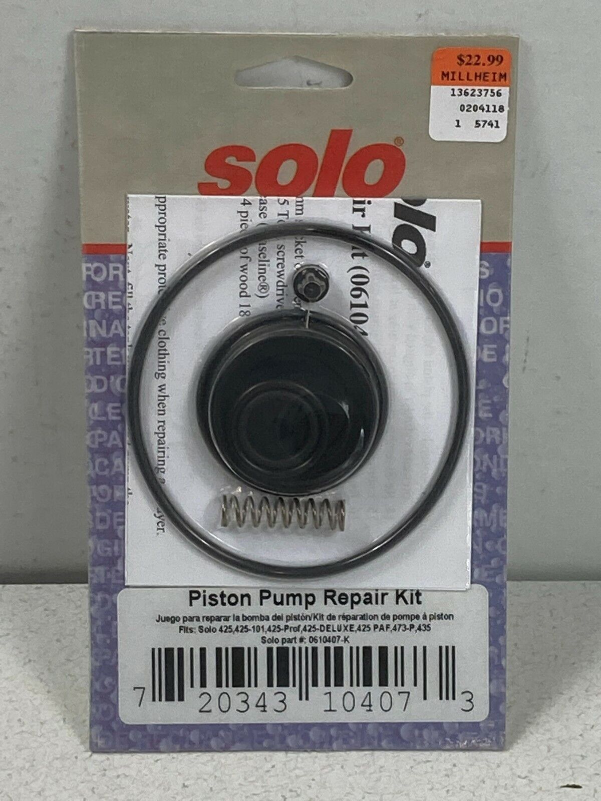 Solo Piston Pump Repair Kit for many Models! Part #0610407-K