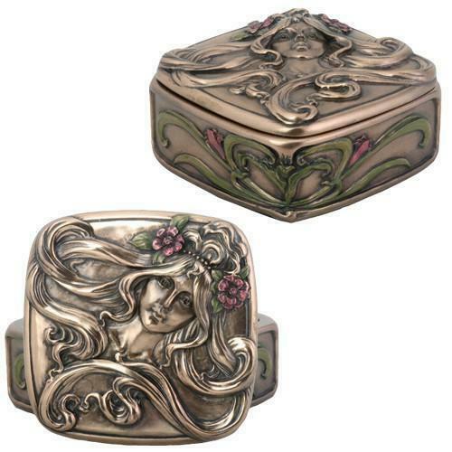 Pacific Giftware Art Nouveau Primtemps Vanity Trinket Box Resin Cast 2011 NIB