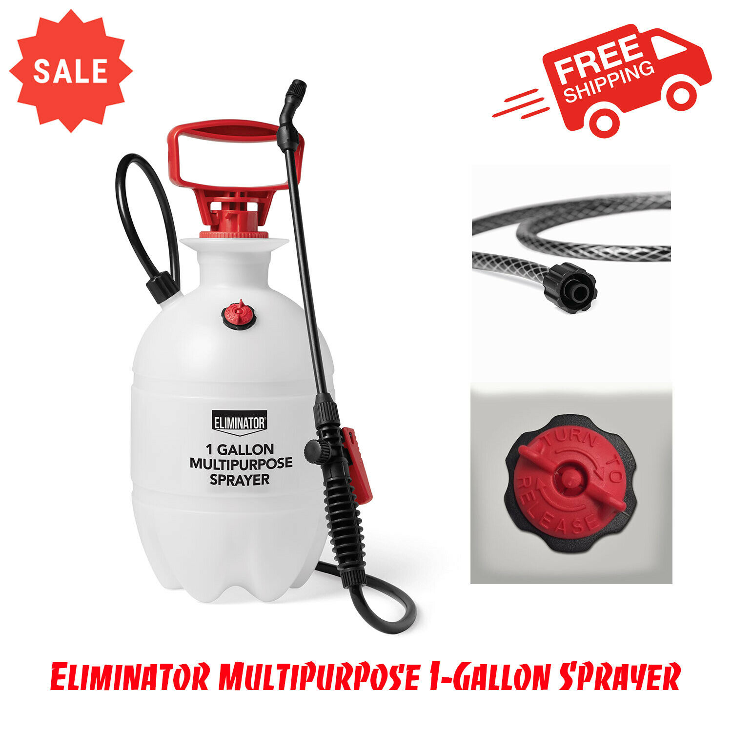Eliminator Multipurpose Garden Sprayer, 1 Gal, Low-Effort Pump, Highly Efficient